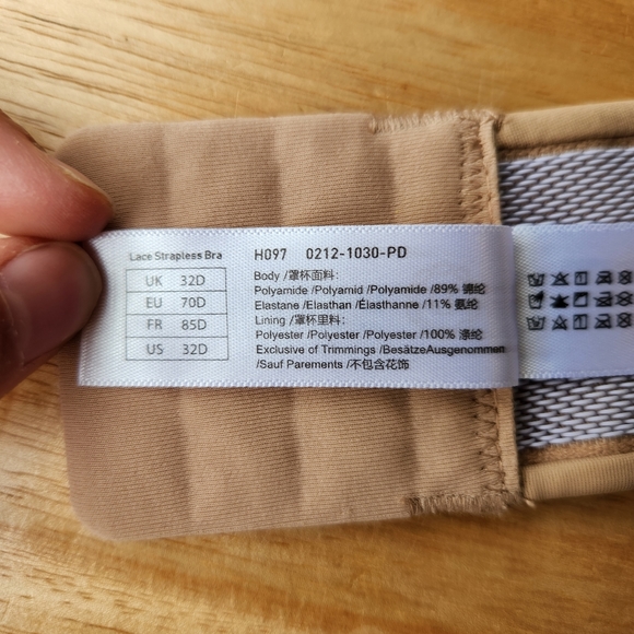 Delimira Slightly Lined Great Support Lace Strapless Bra, Size 32D - Picture 5 of 8